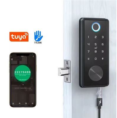 シルバー亜鉛合金 指紋ドアロック ホームオフィスWiFi トゥイアネットワーク対応