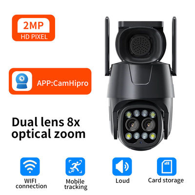 8Xズーム 8MPWiFiアウトドアPTZカメラ 双レンズアラームライト iCSee 4KワイヤレスソーラーIPCCTV