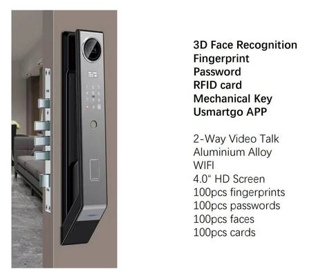 3D顔認識とU Smart goアプリ互換性のあるWiFi有効スマートロック