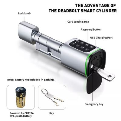 35-45mm ドアの厚さ ツヤアプリ スマートデジタル電子円筒型ドアロックをロック