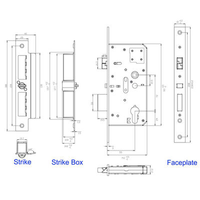 ポリマスの電動電子ドアロック 8*8MM 55/72mm モルティゼドア 欧州標準