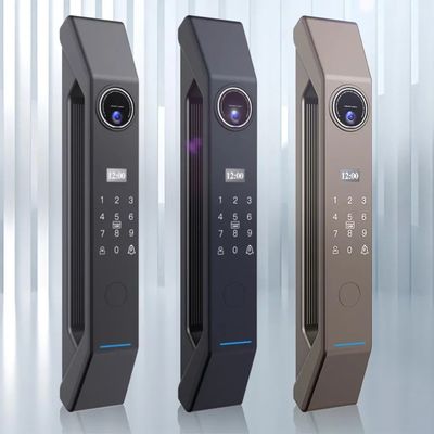 木のドア スマートゲートロック 4200mA リチウムバッテリーと3D顔認識